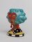 Ceramic African American Lady with Blue Hair Makeup Brush, Utensil Holder, Home Décor, Gift for Her, Mom, Friend, or Coworker, Vanity Décor